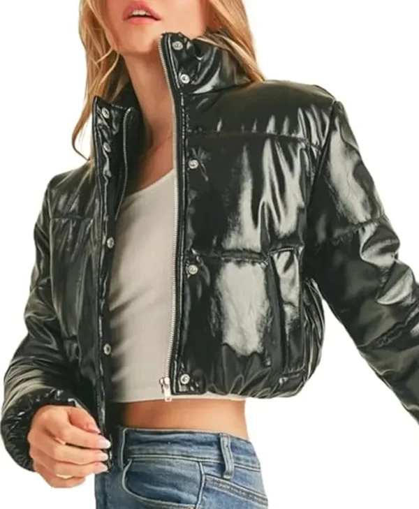 Patent Leather Cropped Puffer Jacket webp