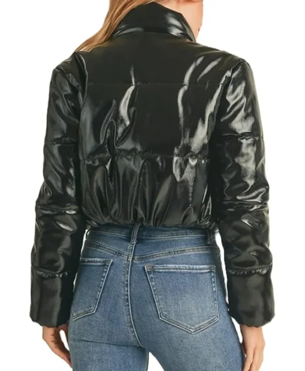 Patent Leather Cropped Puffer Jacket Back webp