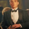 Peaky Blinders Thomas Shelby Black Tuxedo Suit front closeup