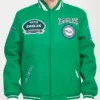 Philadelphia Eagles Crest Emblem Kelly Green Varsity Jacket webp