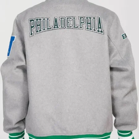 Philadelphia Eagles Heather Wool Varsity Jacket Back webp