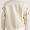 Phoenix Suns Off White Full Snap Satin Varsity Jacket Back webp
