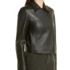 Plain Womens Black Moto Jacket Collar webp