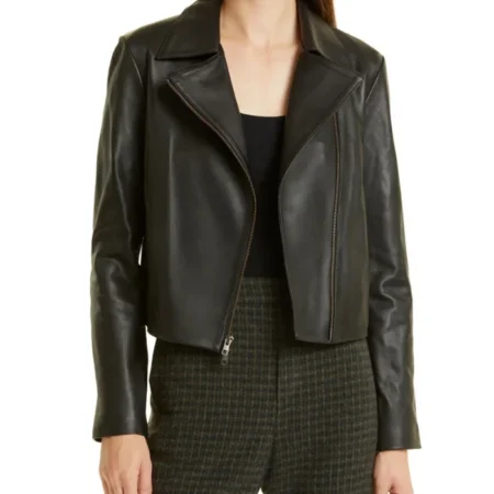 Plain Womens Black Moto Jacket Main webp