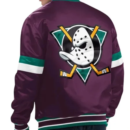 Purple Anaheim Ducks Home Game Full Snap Satin Jacket webp