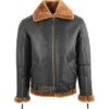 RAF Black B3 Bomber Brown Shearling Jacket webp