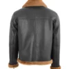 RAF Black B3 Bomber Brown Shearling Jacket Back webp