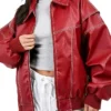 Red Leather Jacket Women Oversized webp