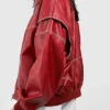 Red Leather Jacket Women Oversized Back webp