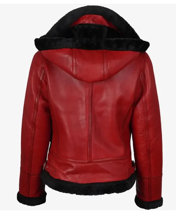 Red Shearling Jacket Back webp