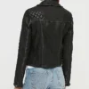 Red Sparrow Black Moto Jacket Womens Back webp