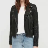 Red Sparrow Black Moto Jacket Womens Main webp