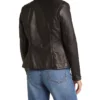 Rennet Black Leather Biker Jacket Womens Back webp