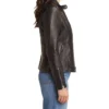 Rennet Black Leather Biker Jacket Womens Side webp