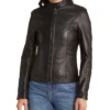 Rennet Black Leather Biker Jacket Womens Zipper webp