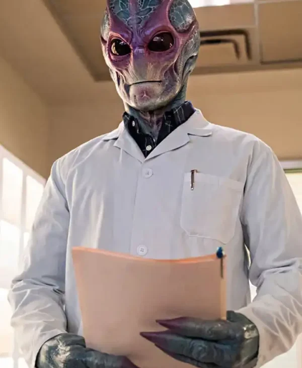 Resident Alien Harry Vanderspeigle White Doctor Coat webp