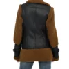 Reversible Brown Shearling Aviator Pilot Jacket Womens Back webp