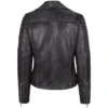 Richard Black Leather Biker Jacket Womens Back webp