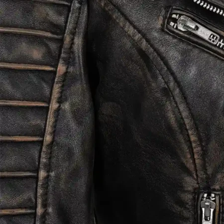 Richard Black Leather Biker Jacket Womens Quilted webp