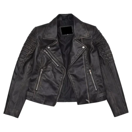 Richard Black Leather Biker Jacket Womens Style webp