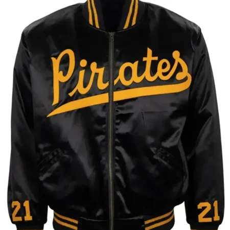 Roberto Clemente 1970 Pirates Satin Bomber Jacket webp