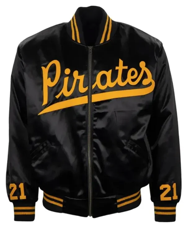Roberto Clemente 1970 Pirates Satin Bomber Jacket webp