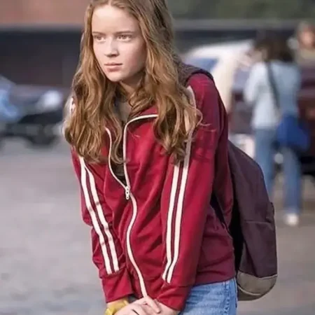 Sadie Sink Stranger Things Season 02 Max Mayfield Red Track Jacket webp