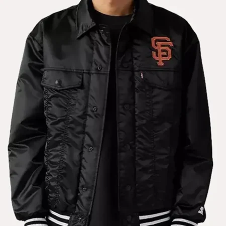 San Francisco Giants Levis x Starter Black Varsity Jacket webp