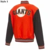 San Francisco Giants Varsity Orange Black Wool Jacket back