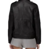 Sarah Black Leather Aviator Jacket Back webp