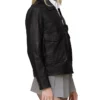 Sarah Black Leather Aviator Jacket Side webp