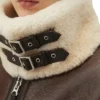 Shearling B3 Brown Leather Aviator Jacket Womens Belted webp