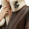 Shearling B3 Brown Leather Aviator Jacket Womens Collar webp