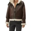 Shearling B3 Brown Leather Aviator Jacket Womens Main webp