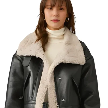 Sherpa Lined Shearling Leather Flight Jacket webp
