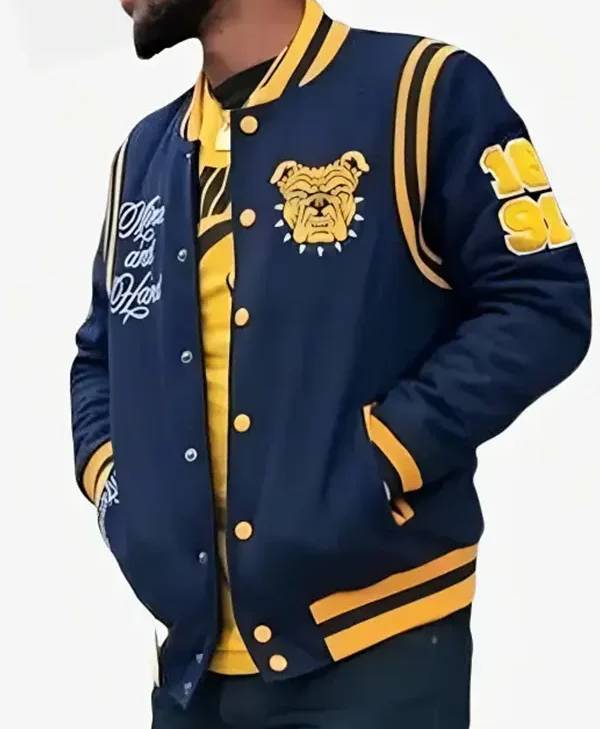 Shop Aggie North Carolina A and T Blue Varsity Jacket webp