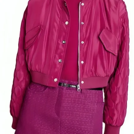 Shop All American Homecoming S03 Netta Walker Pink Bomber Jacket webp