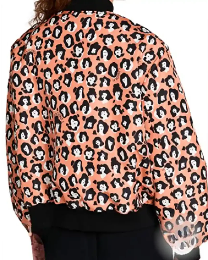 Shop Emily In Paris S03 Lily Collins Lady Leopard Bomber Jacket webp