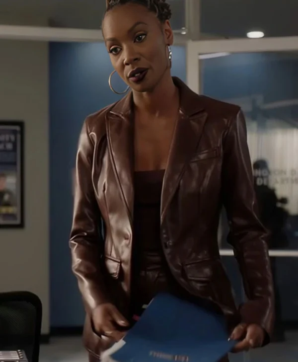 Shop Found S02 Gabi Mosely Brown Leather Blazer