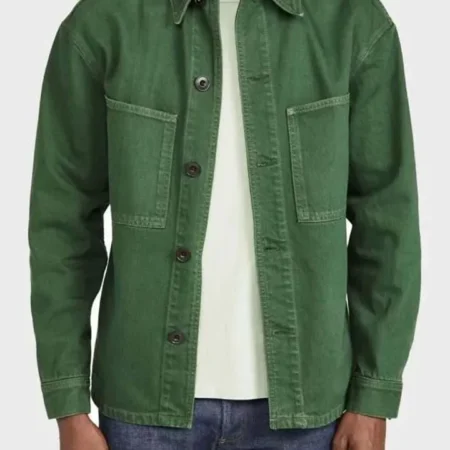 Shop Lucas Bravo Emily In Paris Gabriel Cotton Green Jacket webp