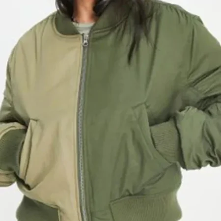 Simone Hicks All American Homecoming Green Bomber Jacket Front