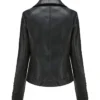 Slim Fit Motorcycle Black Leather Coat Womens Back webp