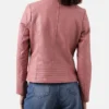 Sofia Pink Womens Racer Leather Jacket Back webp