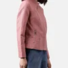 Sofia Pink Womens Racer Leather Jacket Left webp