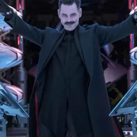 Sonic The Hedgehog Jim Carrey Trench Coat front webp