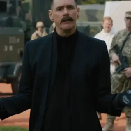 Sonic The Hedgehog Jim Carrey Trench Coat front closeup webp