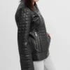 Sophia Womens Quilted Leather Jacket Left Side webp