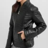 Sophia Womens Quilted Leather Jacket Right Side webp