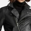 Stacie Black Leather Biker Jacket Womens Collar webp