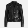 Stacie Black Leather Biker Jacket Womens Front webp